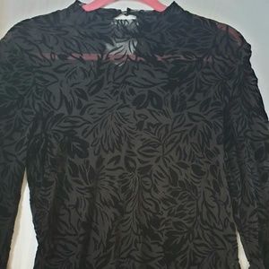 Sheer black shirt with velvet decor